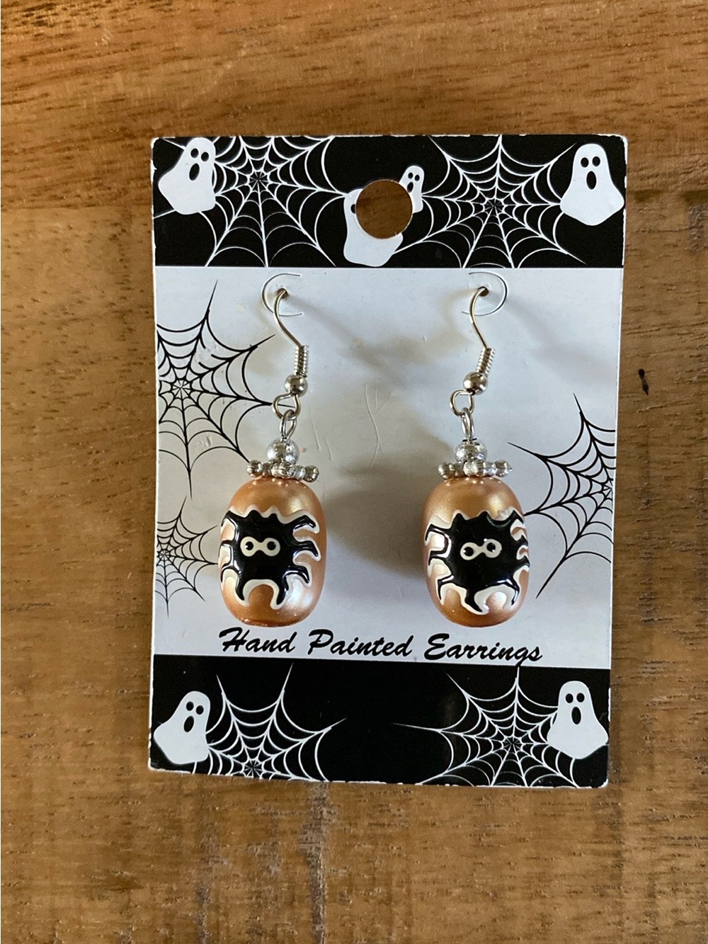 Fiona Accessories Painted Spider Glass Bead Drop Earrings